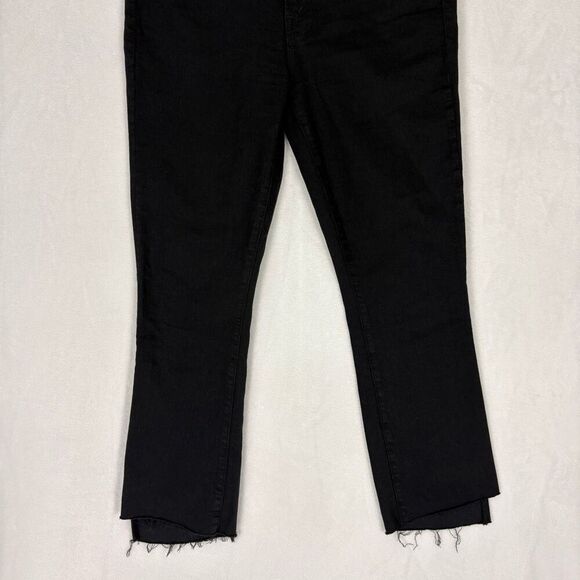 Mother High Waisted Black Insider Crop Step Fray Jeans Size 29 - Picture 3 of 14